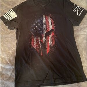 Gruntstyle Black spartan x American flag t-shirt
